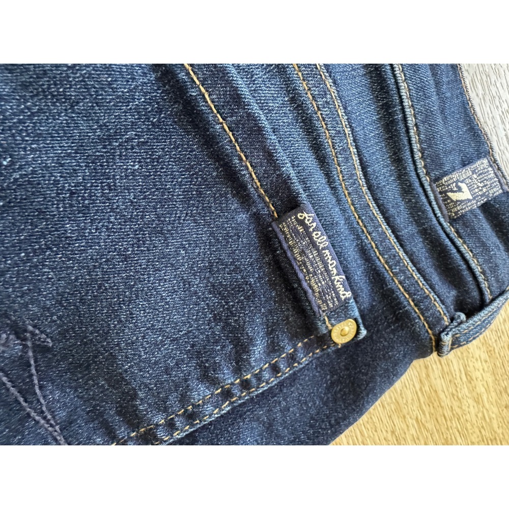 7 For All Mankind Women Dark Wash Cuffed Denim Jean Shorts Size 29 Indigo - Picture 4 of 8